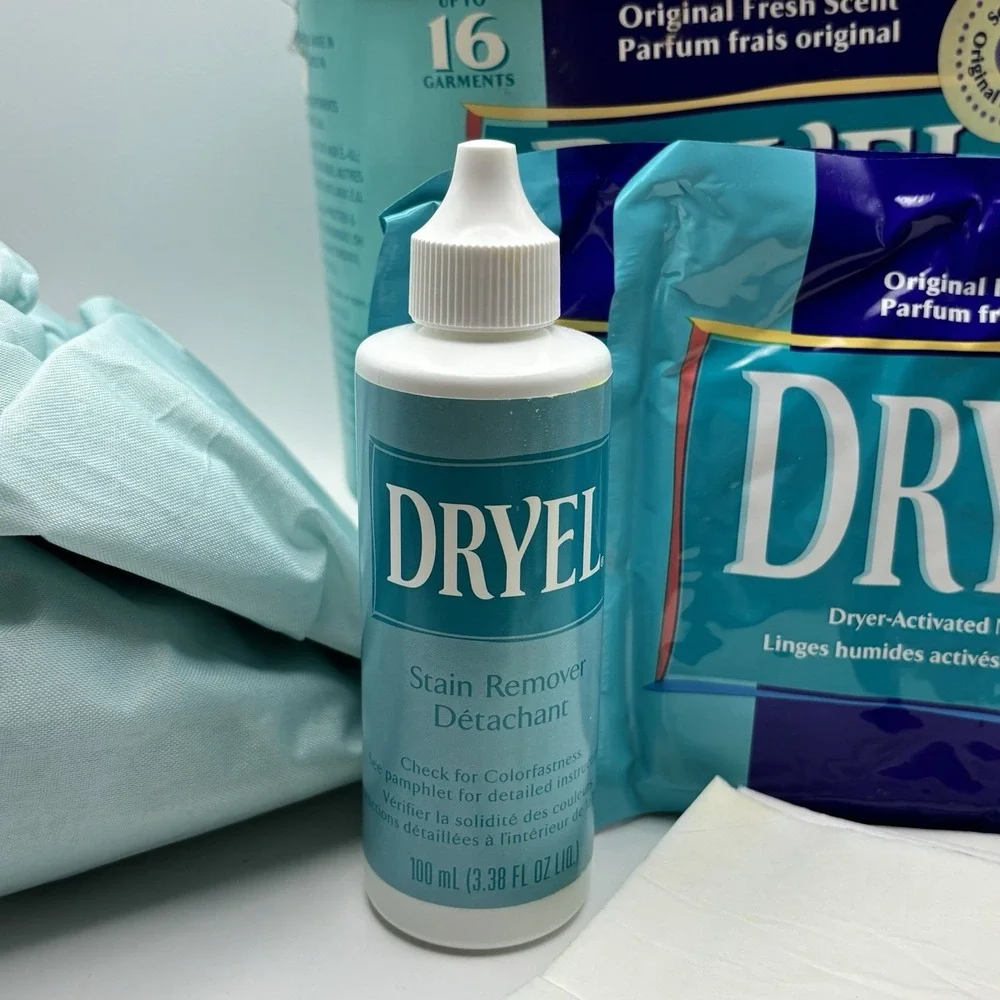 Vintage DRYEL Dry Clean Fabric‎ Care Starter Kit Original Teal Canister (2002)